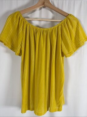 W5 Mustard Yellow Peasant-Style Shirt